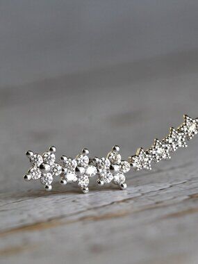 Star Ear Jacket Crystal Star Stud Earrings Zodiac Ear Cuff Ear Climbers for Her
